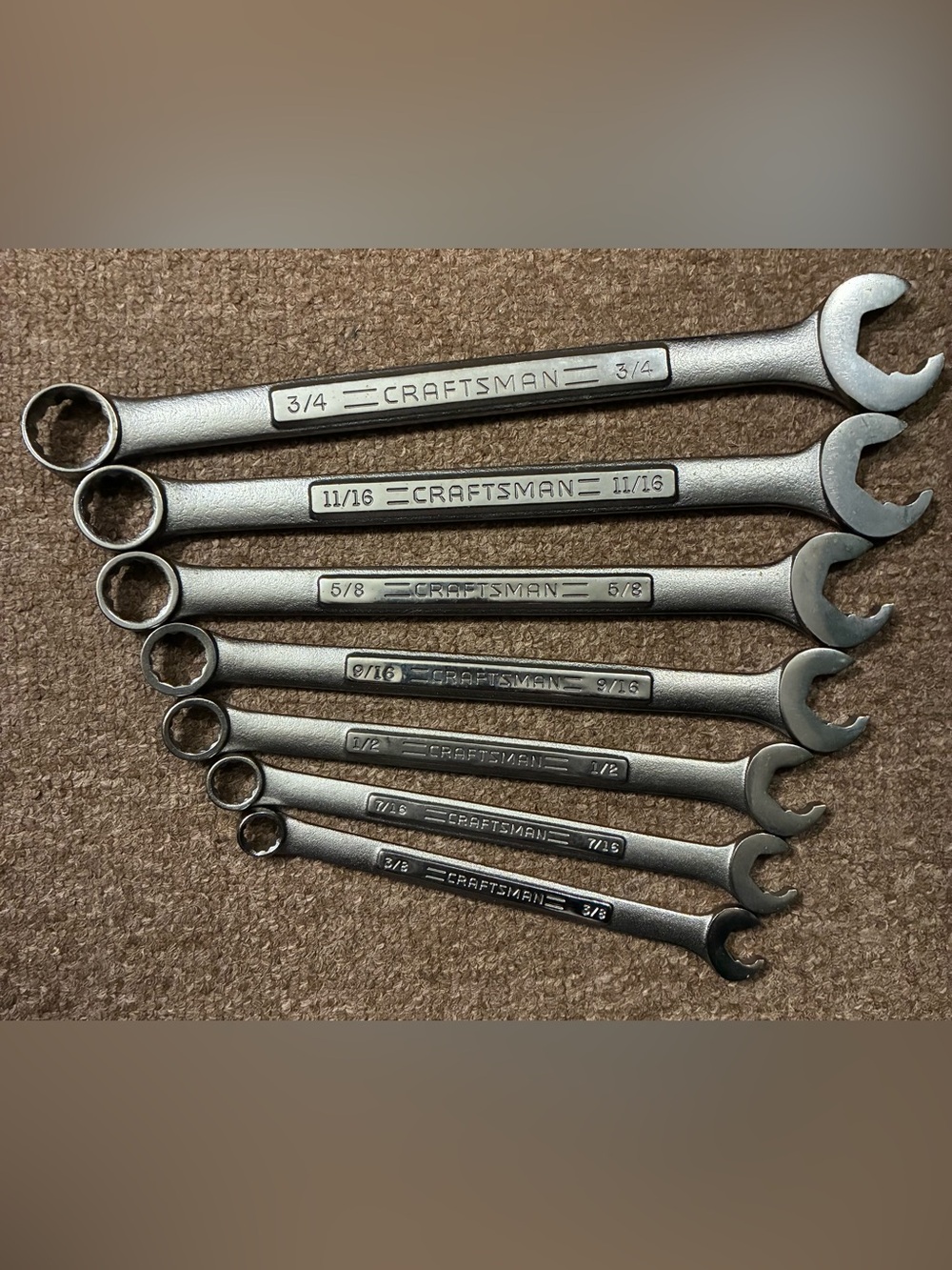 Vintage Craftsman 7 Piece Speed Wrench Set SAE 3/8”-3/4” -VA- Made in USA
